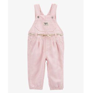 NWOT OshKosh B'gosh Knit Denim Hickory Stripe Overalls - Pink